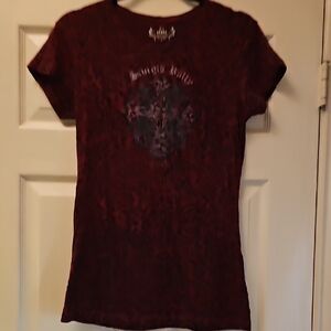 Strugis Rally Women's Dark Burgandy Red Graphic Tee